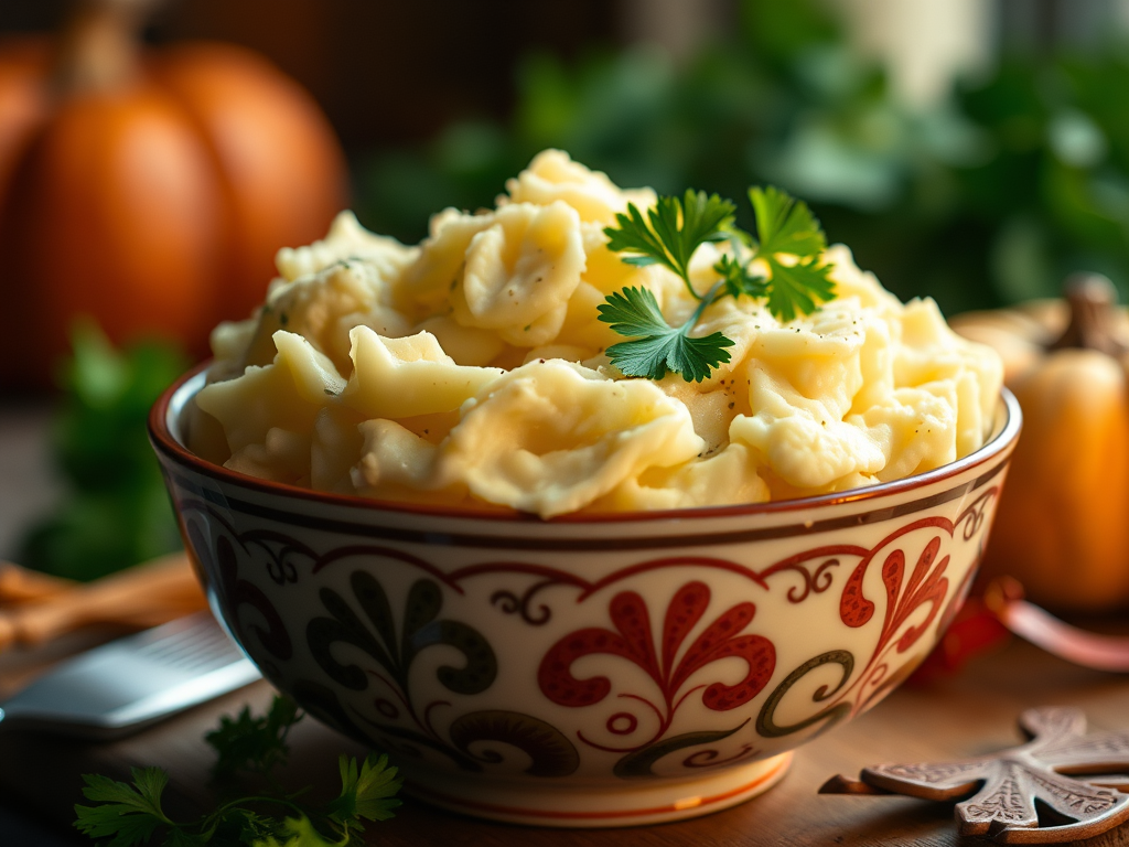 Mashed potatoes in bowl 